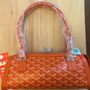 GOYARD Bonbonnière Handbag ORANGE Goyardine Canvas Full Packaging + Receipt